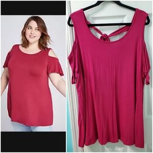 Lane bryant cold shoulder raspberry top 2x 18/20